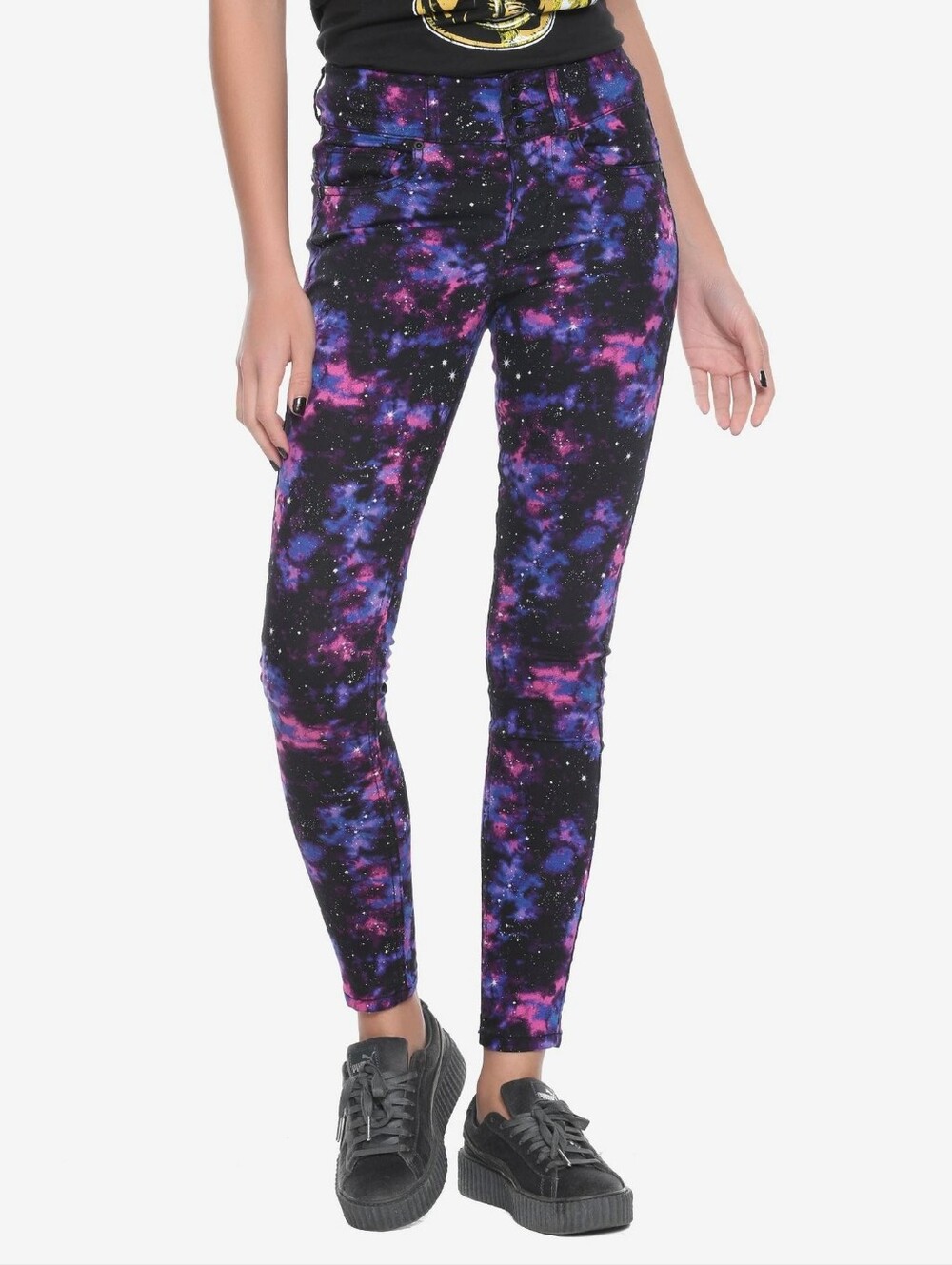 Blackheart Galaxy Print Super Skinny Jeans - Black, Purple, Pink